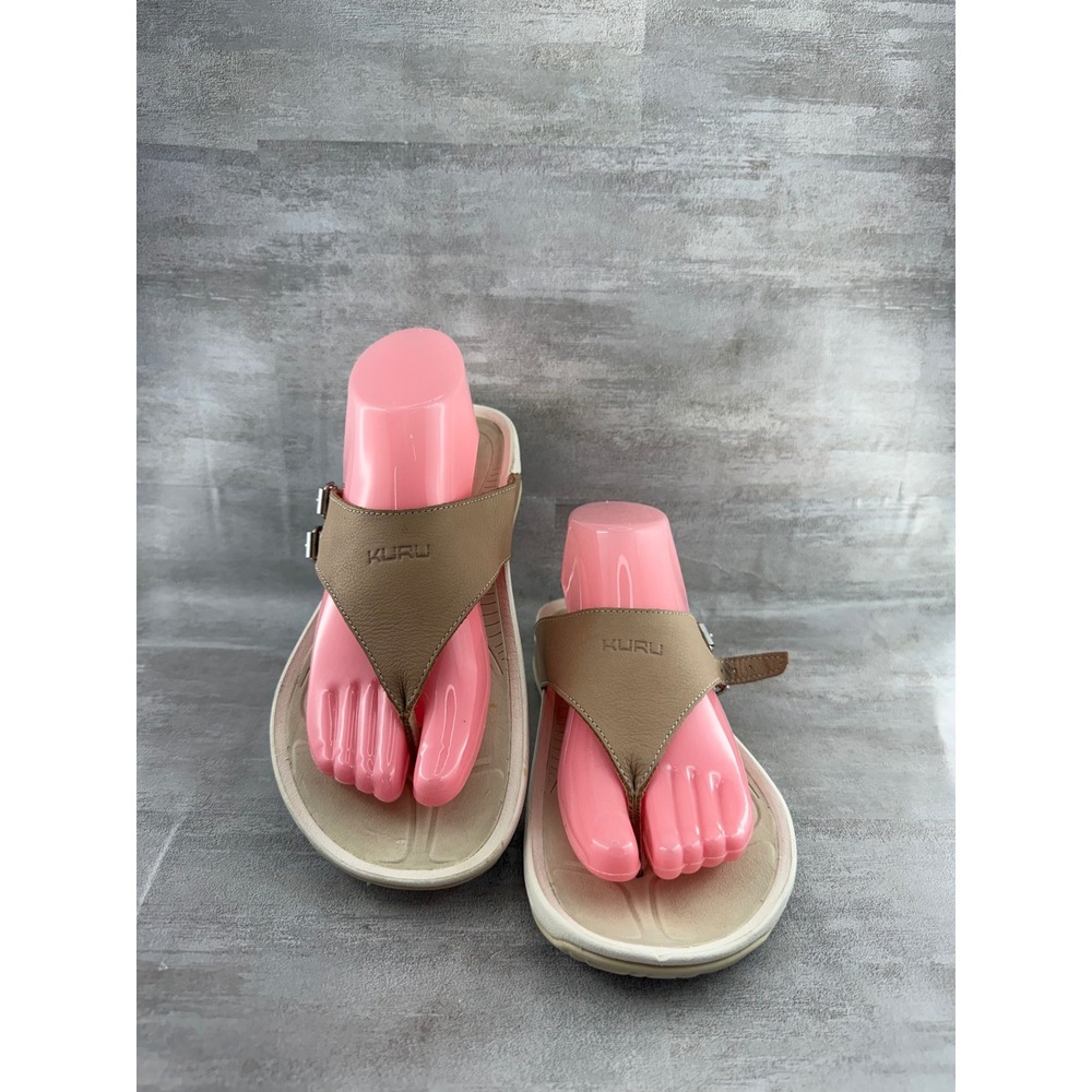 Kuru Gila Tan Leather Orthopedic Flip Flop Sandals Women Sz 9 151911-203007